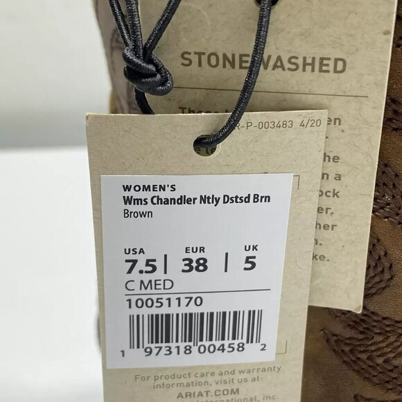 NEW ARIAT Womens Chandler Cowboy Boots Size 7.5C Ankle X-Toe  Mid Heel Brown - Picture 9 of 14